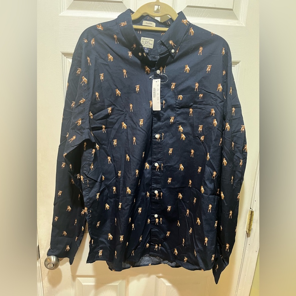 J.Crew Blue Bulldog Collard Shirt sz XL